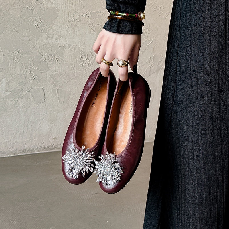 Karin Luna Full Leather Inside and Out~Gorgeous Fireworks Flat Granny Shoes