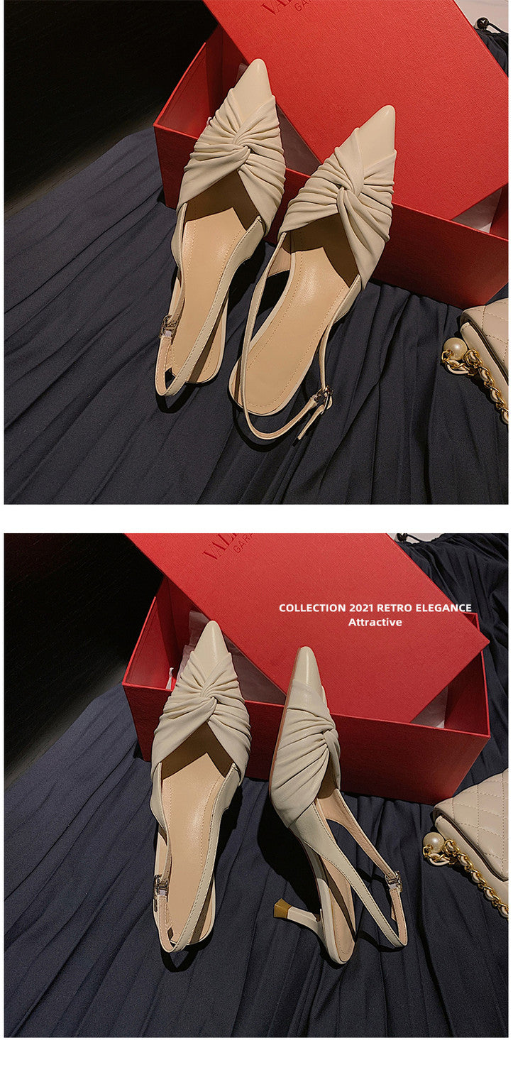 Karin Luna In Stock In Stock  Exquisite Pointed Toe Backless Closed-Toe Stiletto Sandals