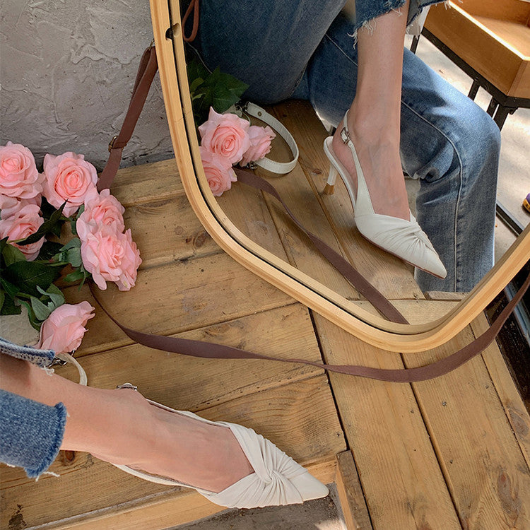 Karin Luna In Stock In Stock  Exquisite Pointed Toe Backless Closed-Toe Stiletto Sandals