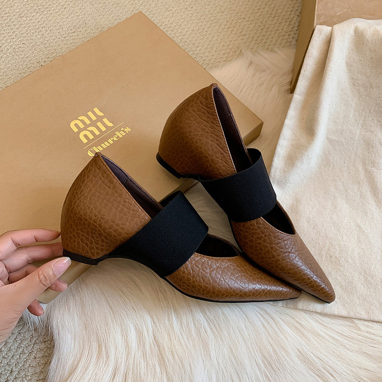 Karin Luna  Popular Pointed Toe Hidden Heel Strap Single Shoes