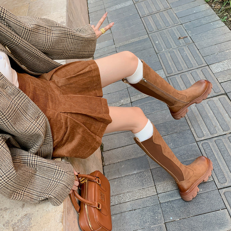 Karin Luna In Stock Versatile Irregular Stretch Fabric Long Boots