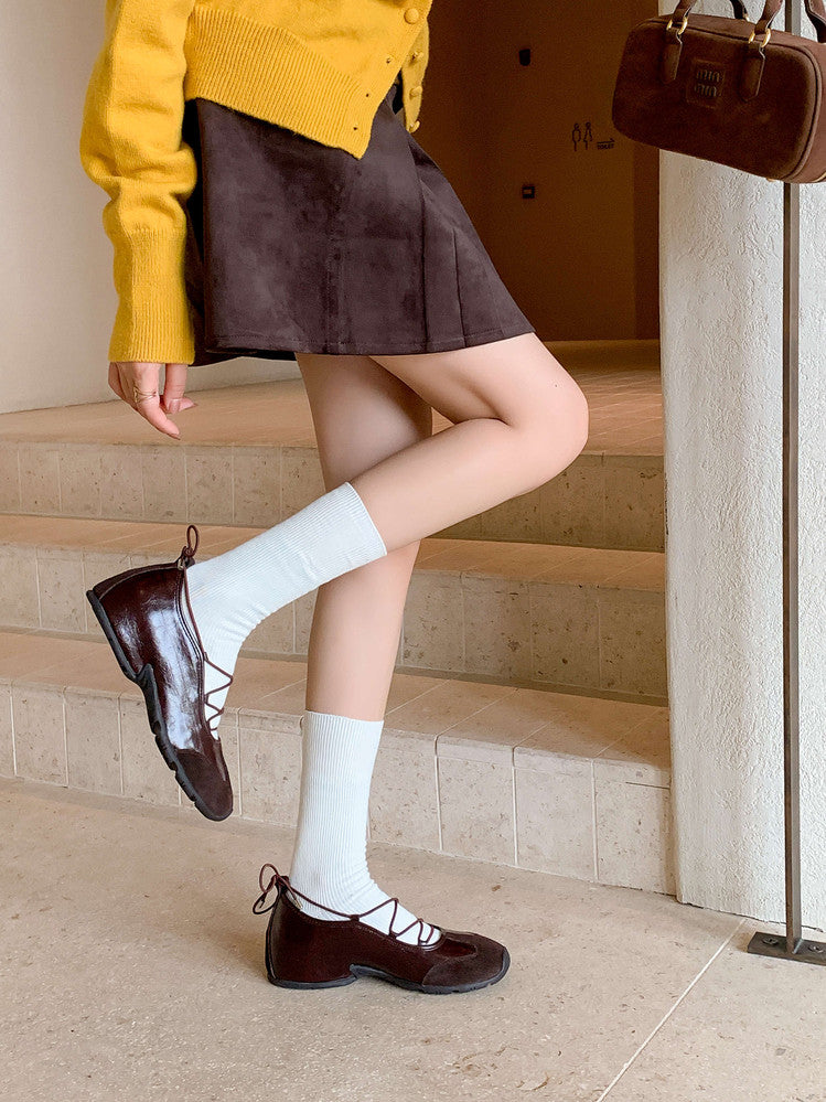 Karin Luna Basic Versatile British Style Casual Lace-up Flats