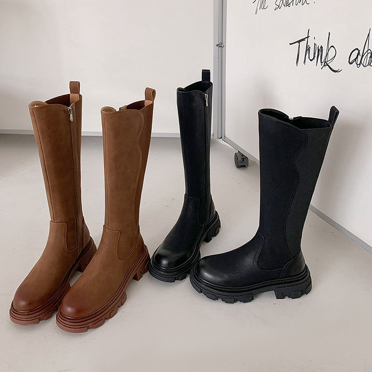 Karin Luna In Stock Versatile Irregular Stretch Fabric Long Boots
