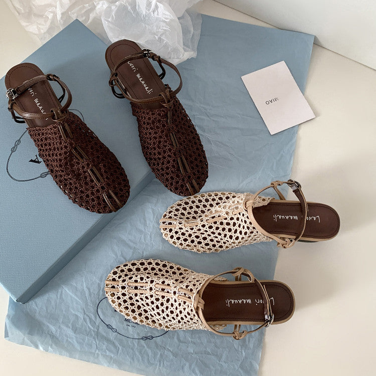 Karin Luna In Stock Spot Goods  Resort Style Series~Casual woven closed-toe flat sandals