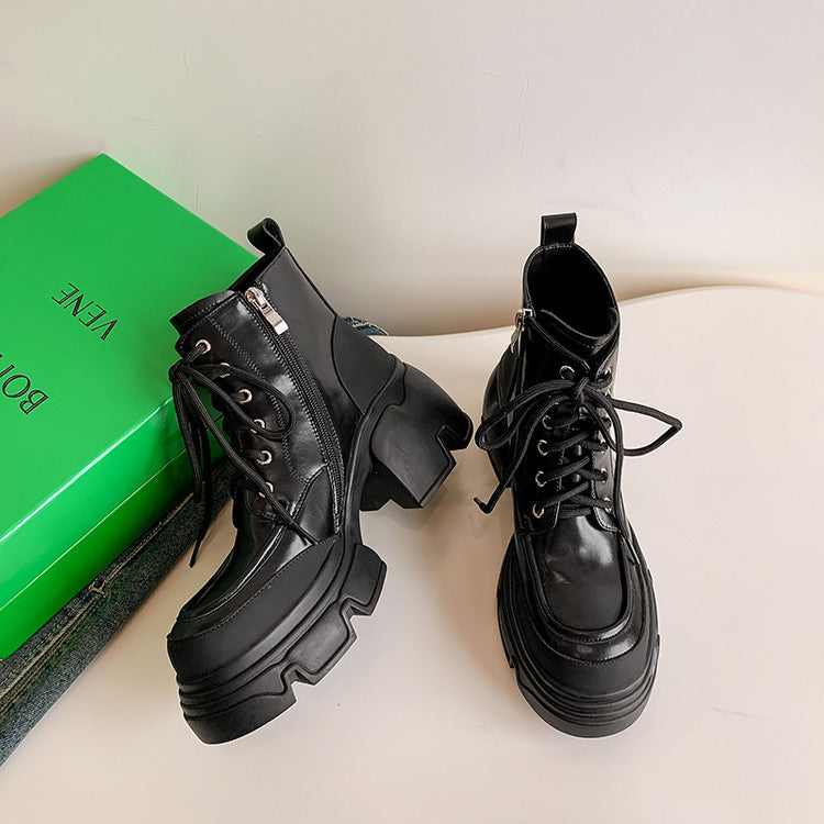Karin Luna Casual Thick Sole Lace-up Short Boots