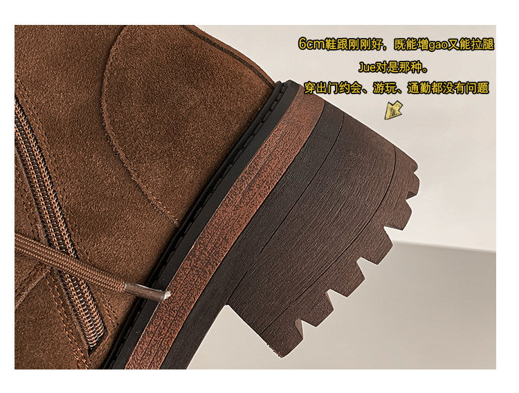 Karin Luna In Stock Casual style thin strap round toe suede ankle boots