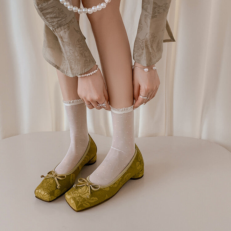 Karin Luna In Stock  In stock  Vintage Chinese Style Embroidered Rose~ Butterfly Knot Granny Shoes