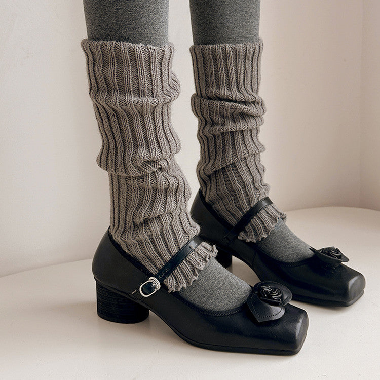 Karin Luna In Stock Spot Goods  Vintage Three-Dimensional Camellia Square-Toed Mary Jane Shoes