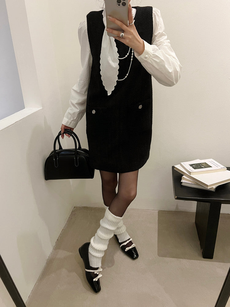 Karin Luna In Stock Spot Goods  Hot-Selling Element Bowknot Square-Toe Color-Block Height-Increasing Flats