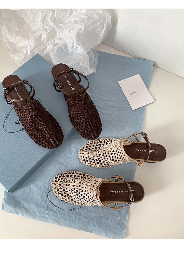 Karin Luna In Stock Spot Goods  Resort Style Series~Casual woven closed-toe flat sandals