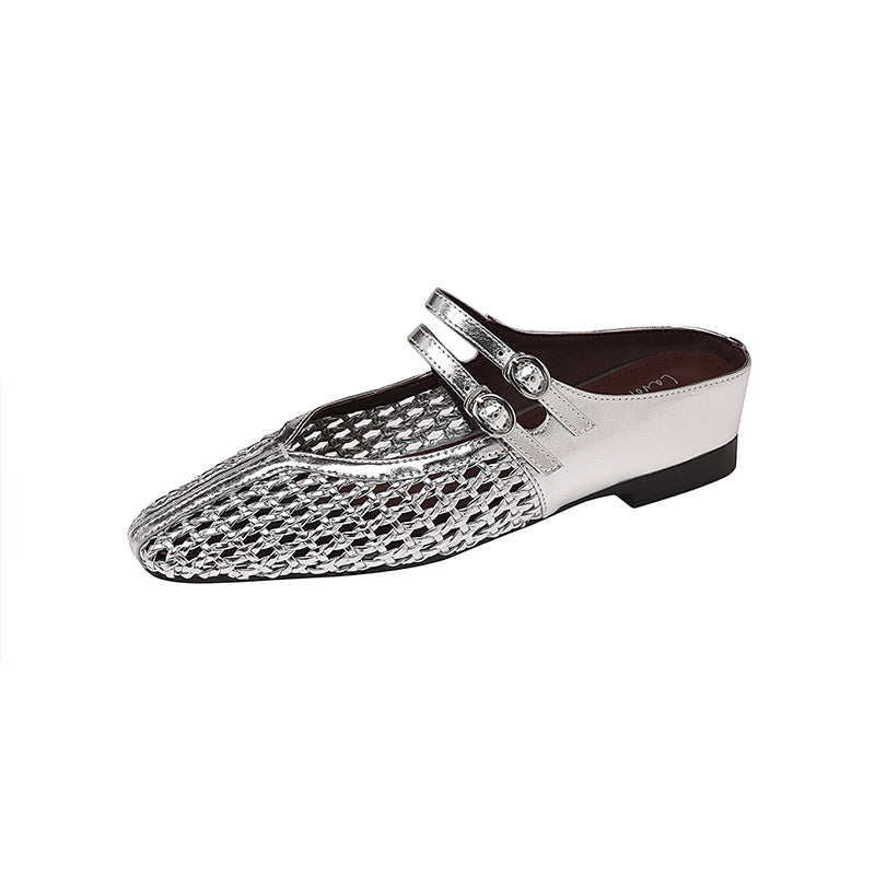 Karin Luna In Stock Spot Goods Hollow Woven One-Strap Closed-Toe Slippers