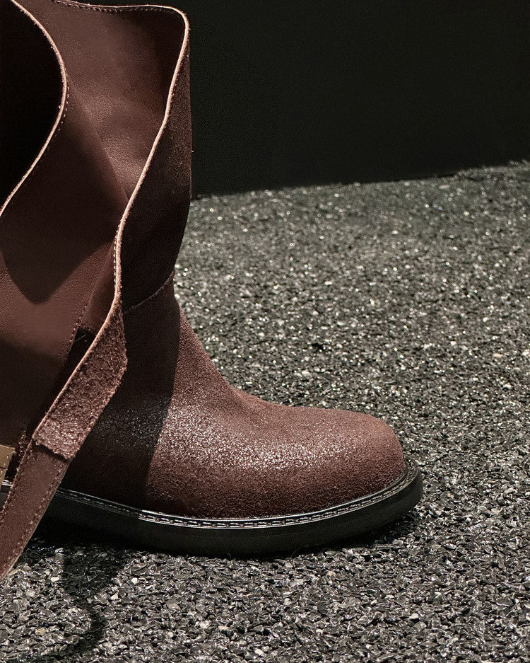 Karin Luna In Stock Spot Goods  Super textured Lazy Style Thick-Soled Ankle Boots
