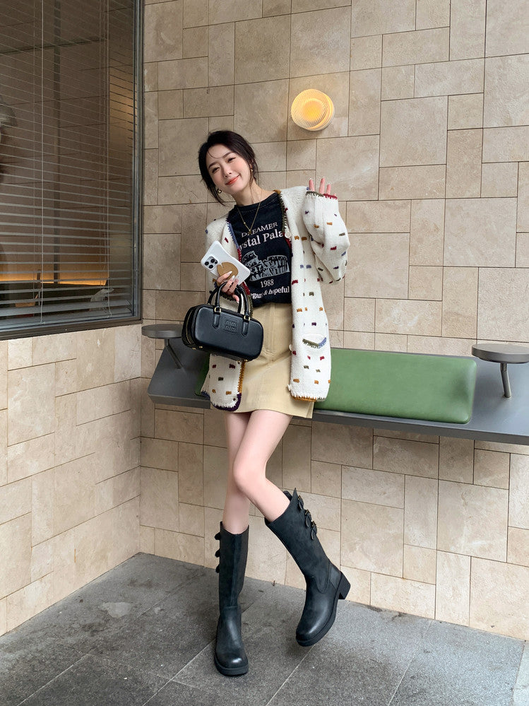 Karin Luna In Stock In Stock Thigh Circumference Belt Buckle Thick Sole Rider Boots