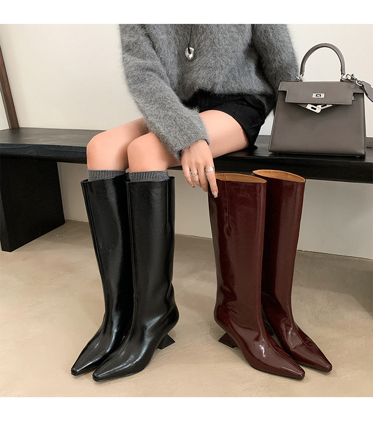 Karin Luna European and American Style Unisex Square-Toed Long Boots