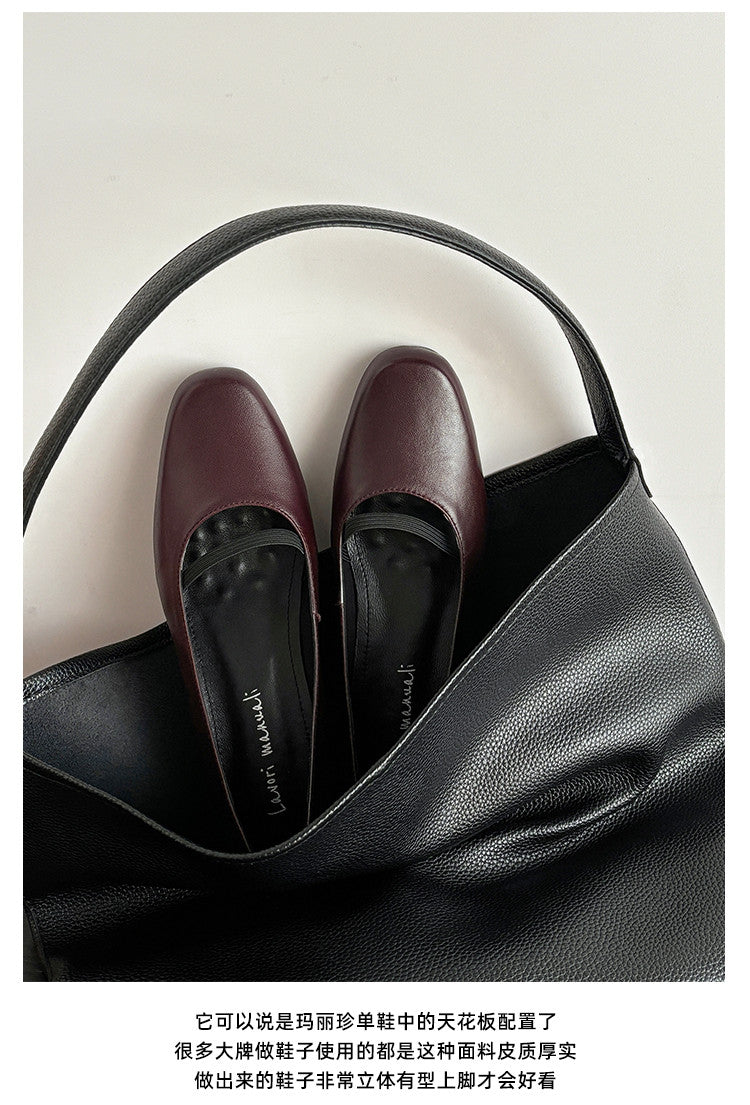 Karin Luna In Stock Spot Goods    Retro Elastic Band Chunky Heel Single Shoes