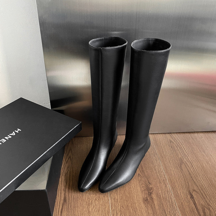 Karin Luna In Stock  In-stock Square Toe Straight Slip-on Long Boots