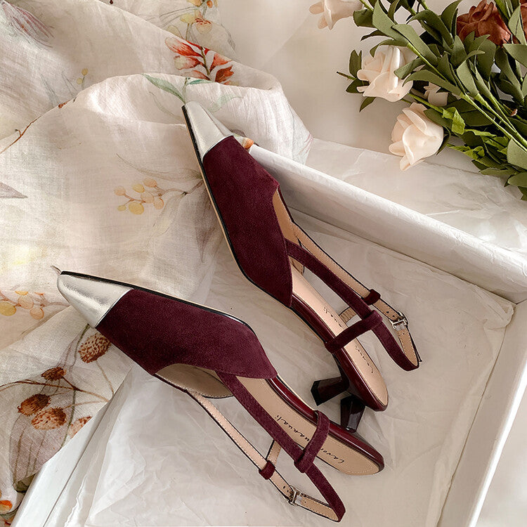 Karin Luna In Stock 24New Year's stock is now available Color Block Pointed Toe Full Leather Sandals