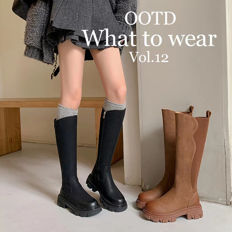 Karin Luna In Stock Versatile Irregular Stretch Fabric Long Boots