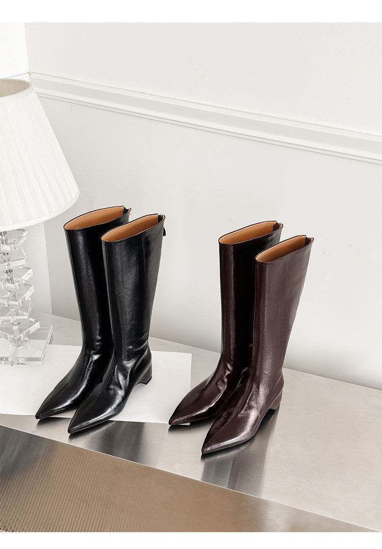 Karin Luna Elegant Style Pointed Toe Internal Height Increase Long Boots