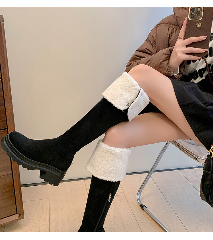 Karin Luna has prepared stock  Main Push Main Push  Hot-selling Large Sole Self-flowing Foldable Round Toe Over-the-Knee Boots