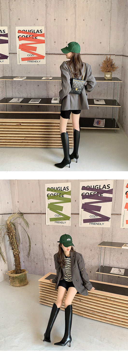 Karin Luna Elegant Style v Pointed Toe Stiletto Long Boots