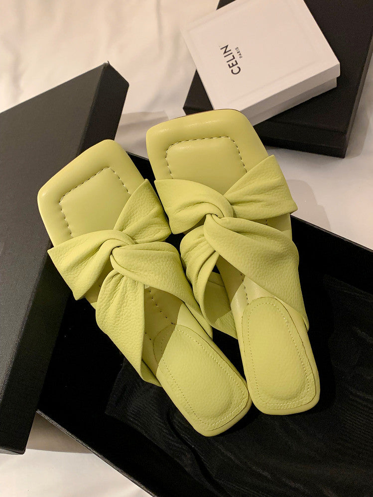 Karin Luna In Stock In Stock  Comfortable Cross Strap  Airy High Heel Square Toe Slippers