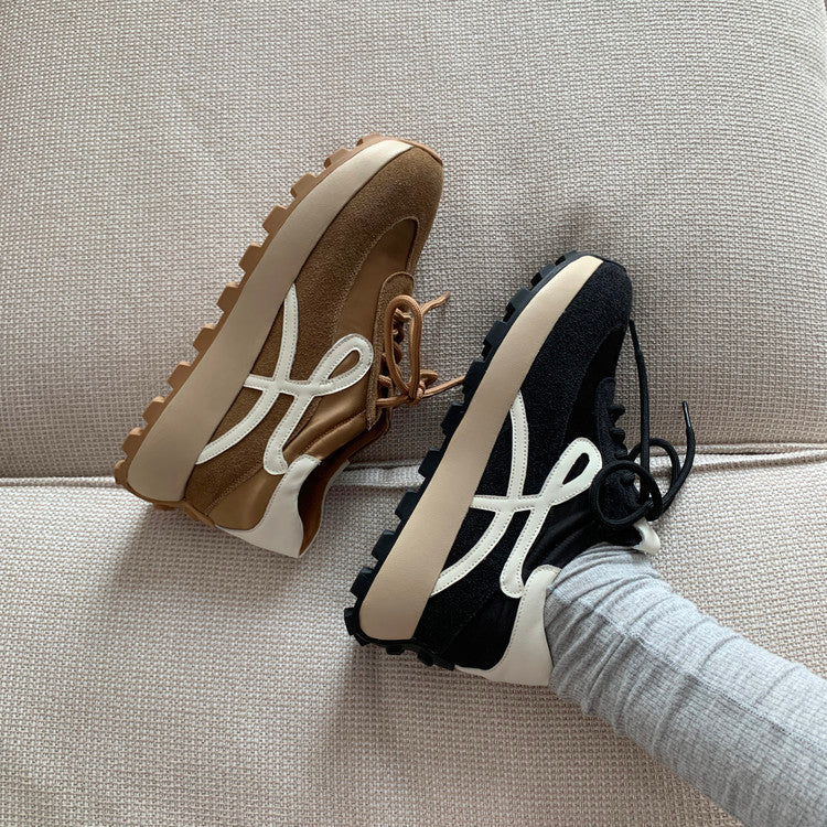 Karin Luna Casual Shoes Series~  In Stock Hot-Selling Versatile Lace-Up Thick-Soled Deep Mouth Single Shoes