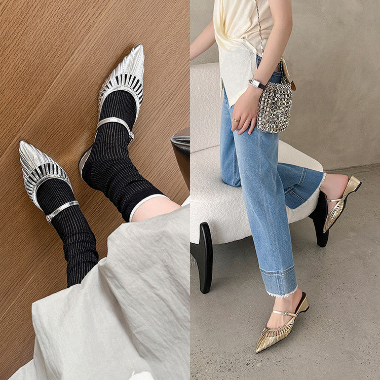 Karin Luna Casual Feel~In stock Pointed Toe Hollow Design Note Pointed Toe Slippers