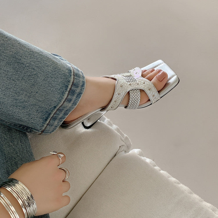 Karin Luna Fish Skin Series~ Hot-selling Square-Toe Slippers with Built-in Traffic