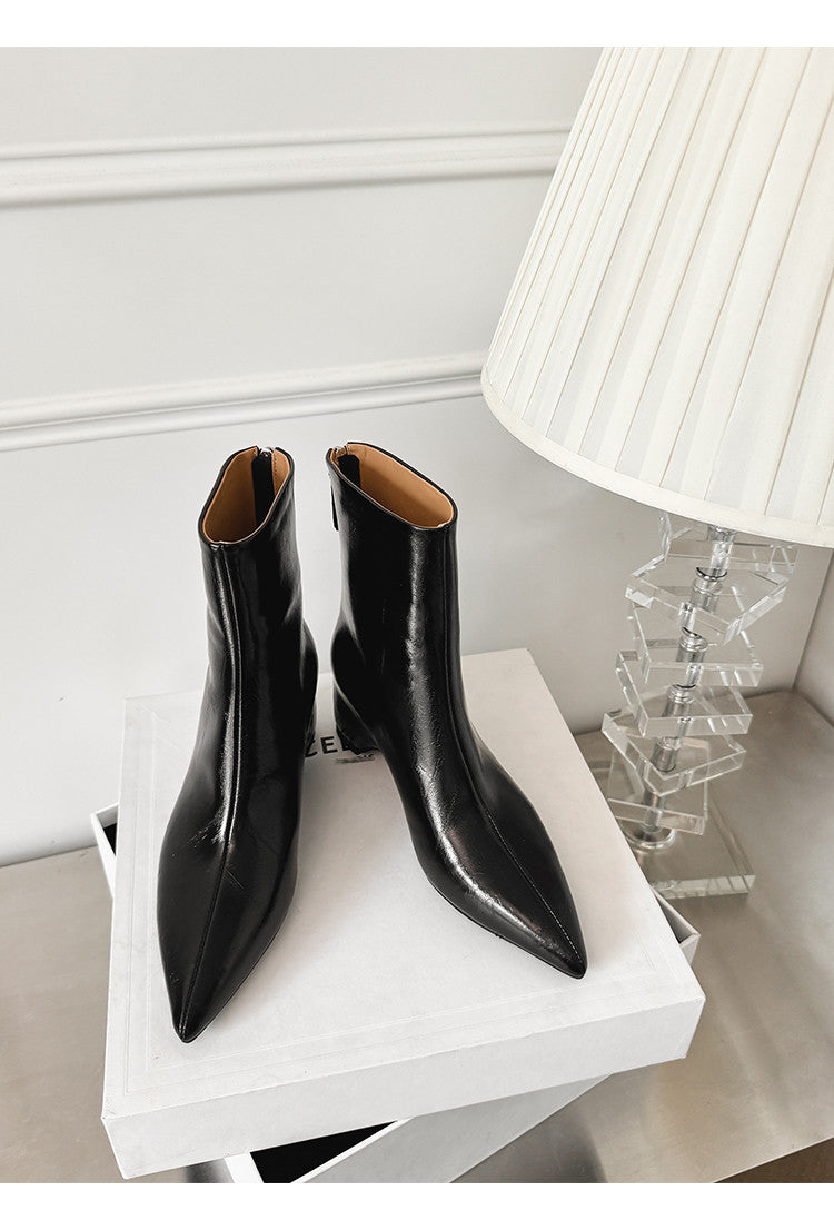 Karin Luna Versatile Elegant Style Pointed Toe Hidden Wedge Short Boots