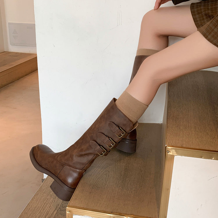 Karin Luna In Stock In Stock Thigh Circumference Belt Buckle Thick Sole Rider Boots