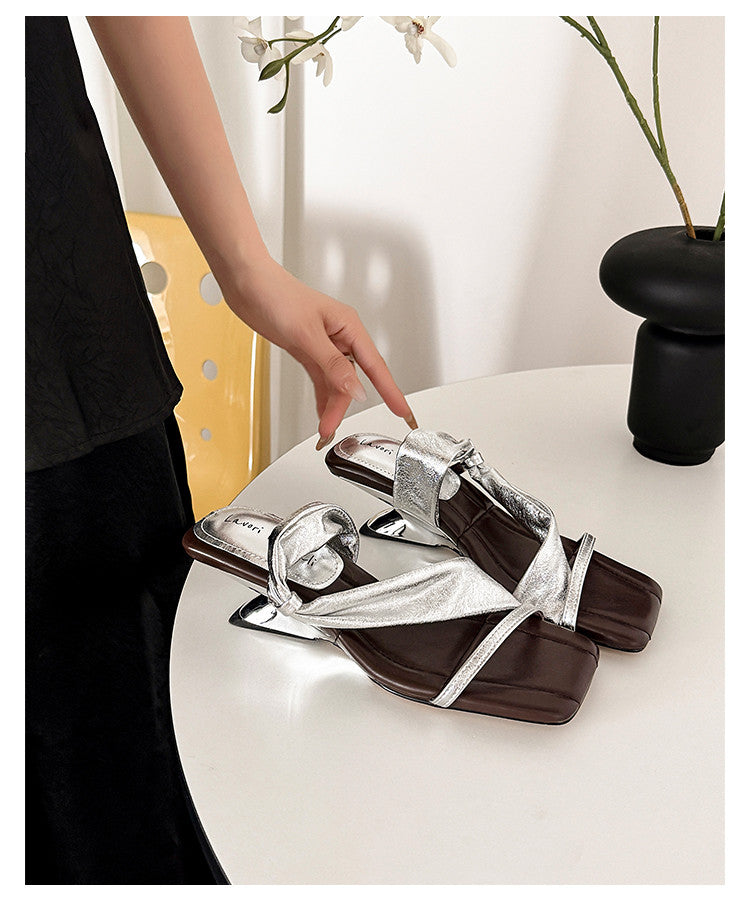Karin Luna In Stock Spot Goods Minimalist Style Square-Toed Irregular Heel Slippers