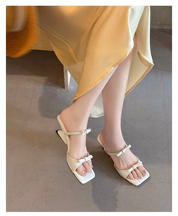 Karin Luna Hot Item Hot Item Self-Flow Square-Toe Irregular Heel Slippers
