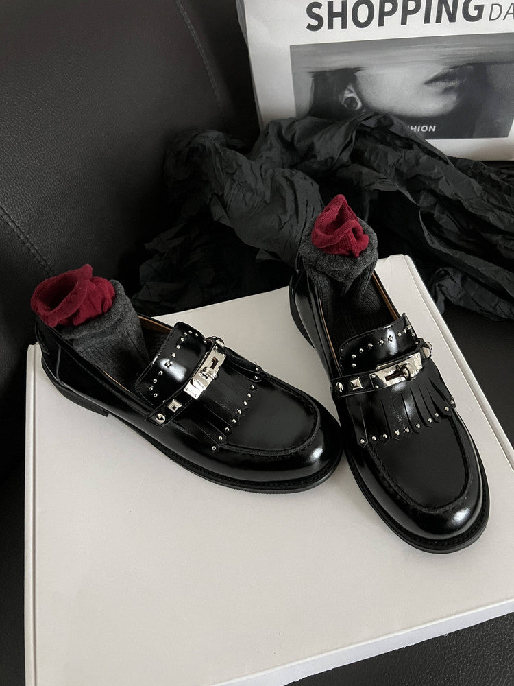Karin Luna Casual Shoes Series~ Spot Goods Spot Goods Hot-selling Tassel Element Small Gold Buckle Single Shoes