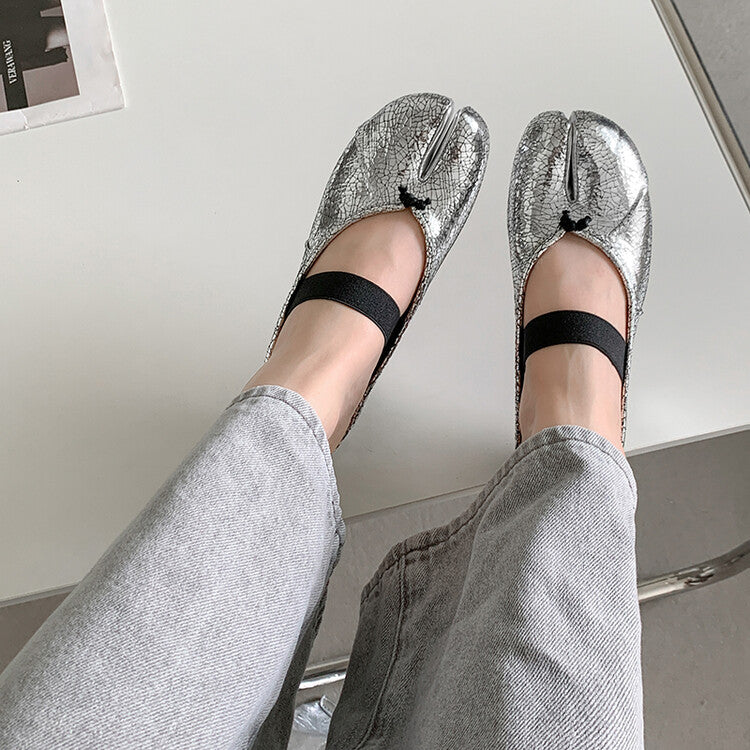 Karin Luna Classic Split-Toe Shoes  Explosive Pattern One-Strap Mary Jane Height-Increasing Full Leather Closed-Toe Slippers