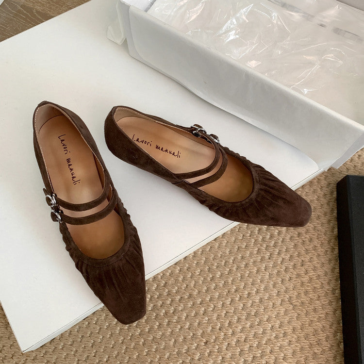 Karin Luna Full Leather Inside and Out Popular Element Amber Heel Elegant French Style Single Shoes