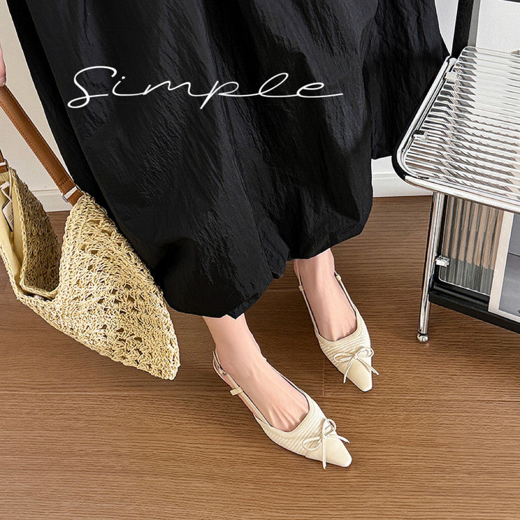 Karin Luna In Stock Spot Goods Braided Style Elegant Thin Heel Pointed Toe Closed-Toe Sandals