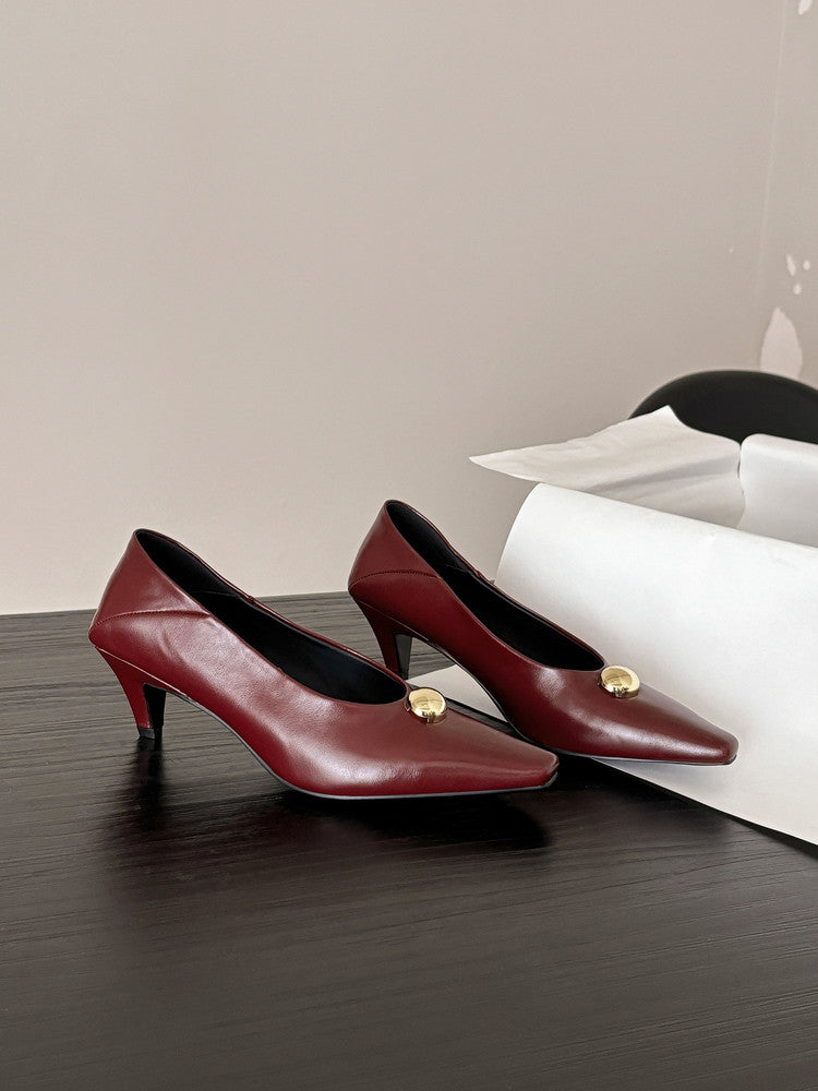 Karin Luna In Stock In Stock ~Basic Versatile French Style Small Square Toe Shallow Mouth Single Shoes