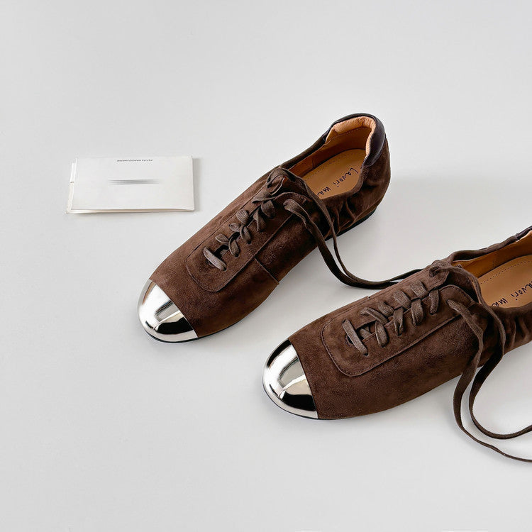 Karin Luna In Stock In Stock  High-end Metal Toe Lace-up Flats