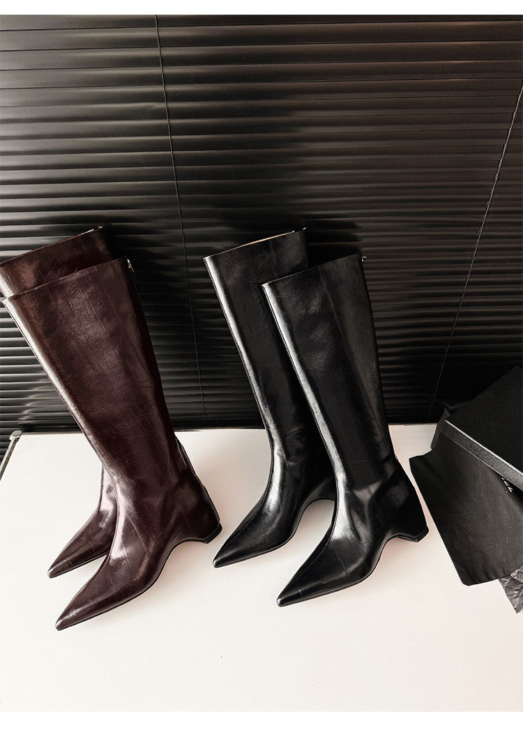 Karin Luna Elegant Style Pointed Toe Internal Height Increase Long Boots