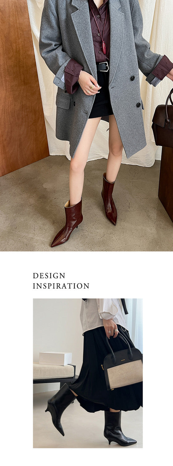 Karin Luna In Stock Spot Goods Minimalist Tube Kitten Heel Short Boots