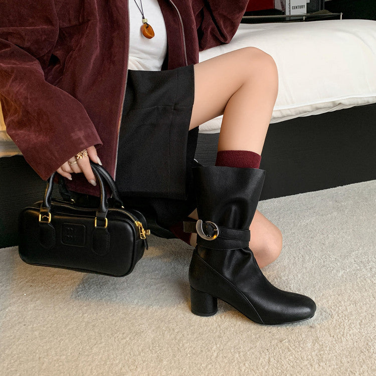 Karin Luna In Stock Spot Goods  Belt Buckle High Heel Large Tube Small Short Boots