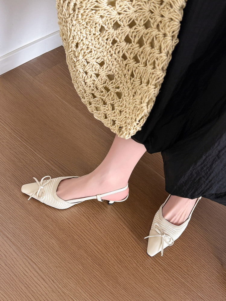 Karin Luna In Stock Spot Goods Braided Style Elegant Thin Heel Pointed Toe Closed-Toe Sandals