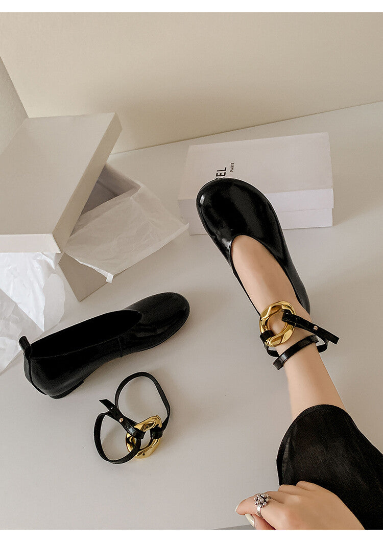 Karin Luna In Stock Large Stock Main Promotion  Two-Way Wear Height-Increasing Retro Gold Buckle Mary Jane Shoes