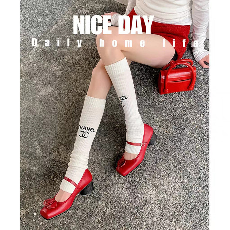 Karin Luna In Stock Spot Goods  Vintage Three-Dimensional Camellia Square-Toed Mary Jane Shoes