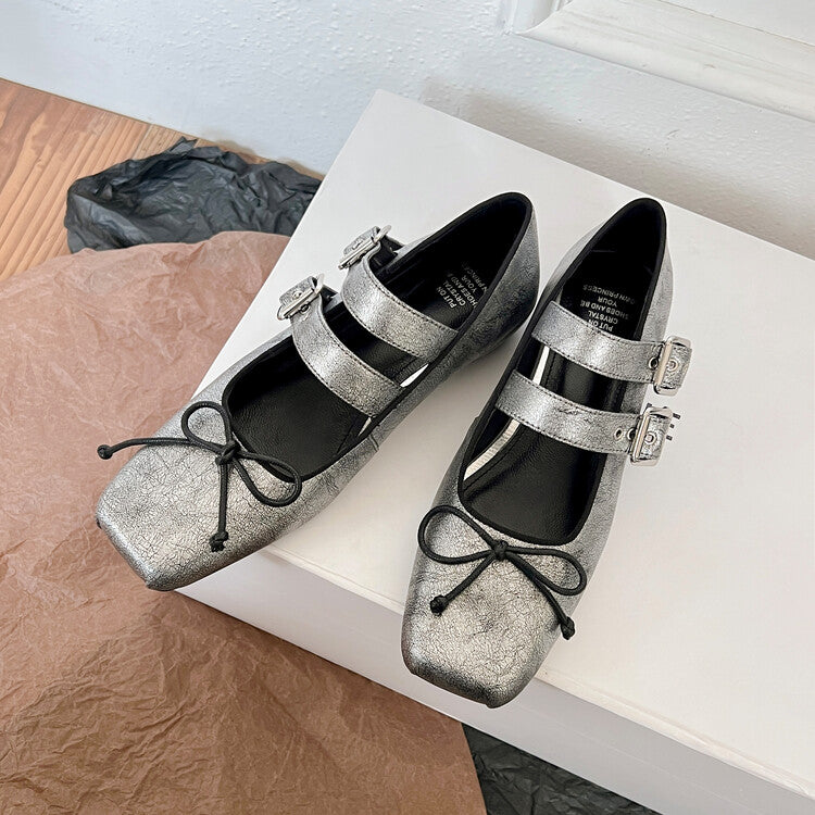 Karin Luna Future Sense silver~Spot Goods Spot Goods Hot-selling Bowknot Retro Belt Buckle Ballet Mary Jane Shoes
