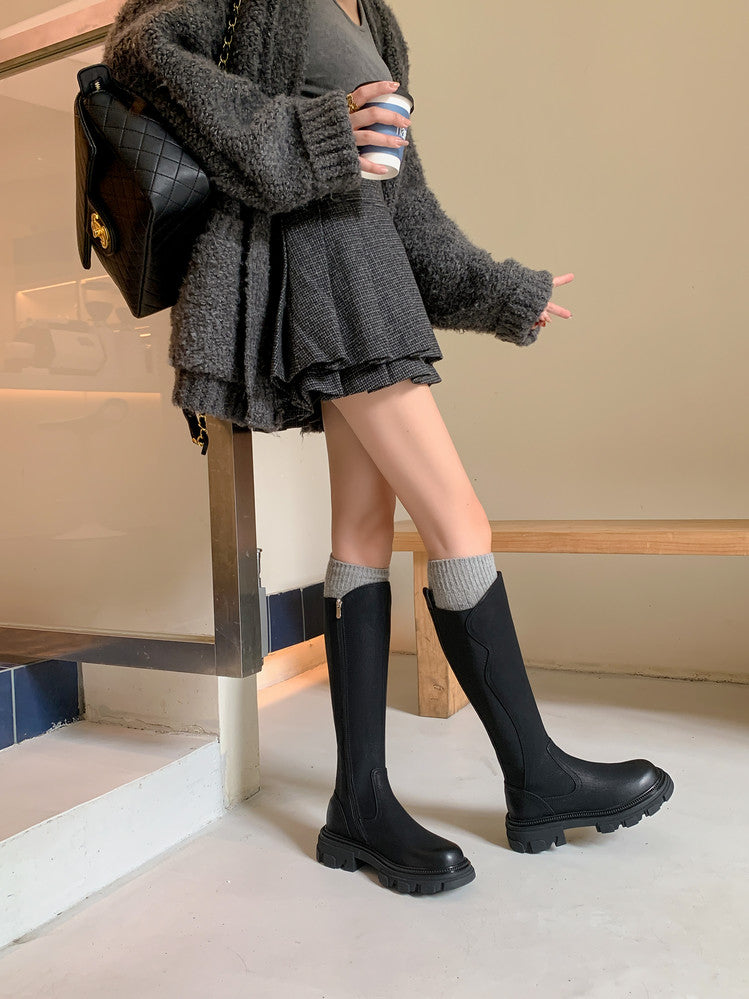Karin Luna In Stock Versatile Irregular Stretch Fabric Long Boots