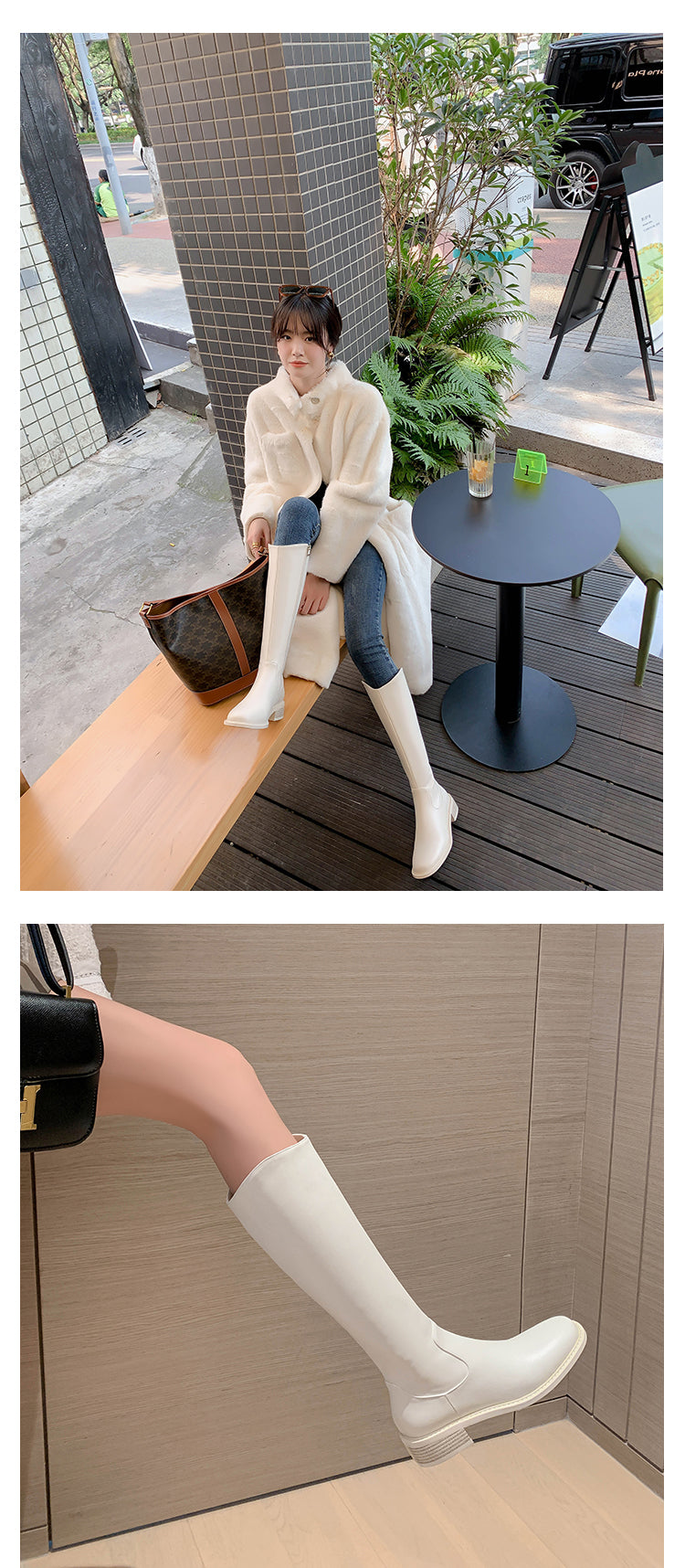 Karin Luna Internet Celebrity Photo  Best-selling in stock Full Leather Basic Long Boots  Winter Essential Combat Boots