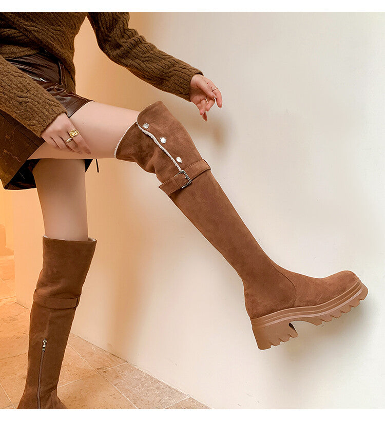 Karin Luna has prepared stock  Main Push Main Push  Hot-selling Large Sole Self-flowing Foldable Round Toe Over-the-Knee Boots