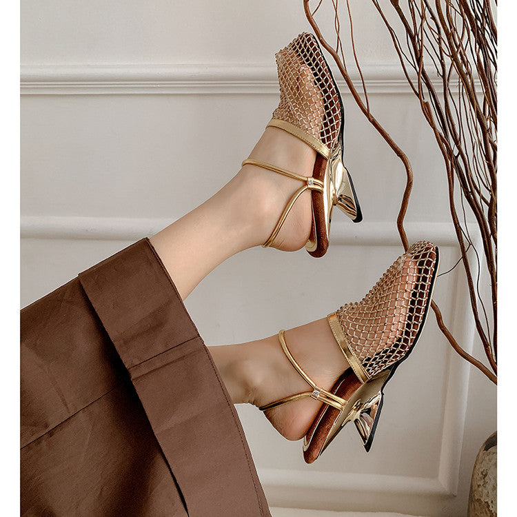 Karin Luna In Stock In Stock  Elegant Breathable Mesh Toe-Shaped Heel Sandals